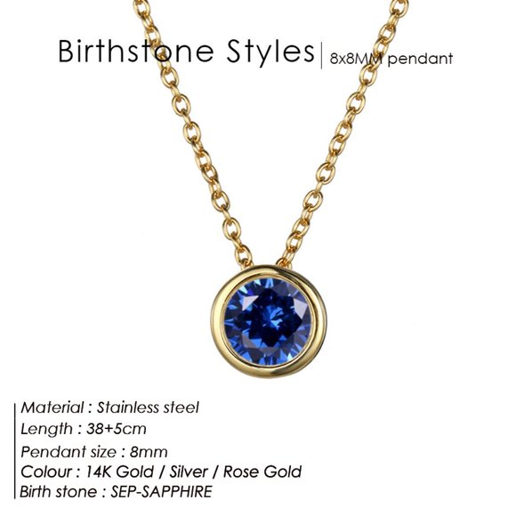 Preserved Rose In a Acrylic Box with Gold Plated September Birthstone Necklace - Picture 3 of 15
